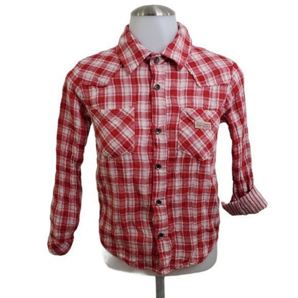 Olivie Flannel Kids Top 15 14 16 Plaid‎ Long Sleeve